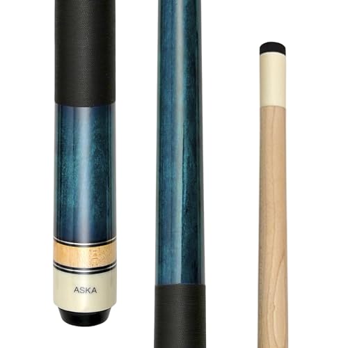 ASKA Short Kids Cue LCS, Canadian Hard Rock Maple Billiard Pool Cue Stick - color: Blue 42-inches