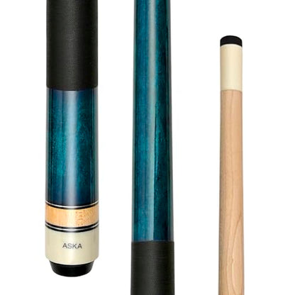 ASKA Short Kids Cue LCS, Canadian Hard Rock Maple Billiard Pool Cue Stick - color: Blue 42-inches