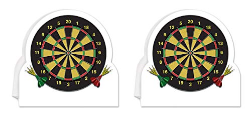 Beistle 3-D Dartboard Centerpieces, 8.75" x 8.5", Set of 2 - Sports Party Supplies, Recreational Bullseye Board Table Decor - style: Dartboard