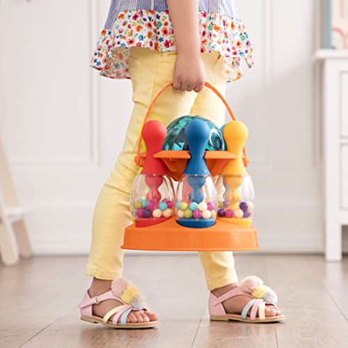 B. toys – Let's Glow Bowling! – Multicolored Six Pin Toy Bowling Set with Flashing Light – Up Ball & Carrying Caddy for Kids – 2+ Years