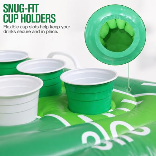 Football Pool Float & Inflatable Beer Pong Table - 6ft Heavy Duty Reversible Pool Floats for Adults, Complete Game Set for Party, Lake & Tailgate, Includes Balls, Cups, Pump, Stakes & Bag - color: Football