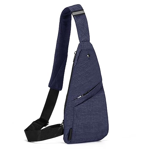 Seoky Rop Slim Sling Bag Small Ultra Thin Water Resistance Crossbody Chest Shoulder Backpack Personal Pocket Bag Blue - color: Blue-1