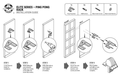 IRON AMERICAN Ping Pong Wall Rack, Made in USA - 1.375 Inch Slot for Balls and 3.25 Inch Slot for Paddles, Ping Pong Ball Holder Table Tennis, Hardware Included 5 Pack - style: 5-PACK