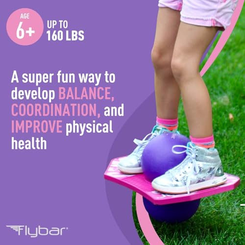 Flybar LED Pogo Trick Ball for Kids Balance Bounce Board w/Anti-Slip Deck - color: Pink Berry 2