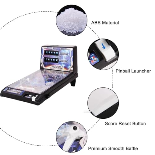 Action and Reflex Pinball Game, Tabletop Electronic Pinball Gifts, Birthdays Desktop Pinball Machine Toy for Boys Girls, Arcade Tabletop Electronic Pinball Gifts for Kids