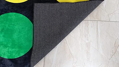 Family Game Party Twister Rug - Black Cotton Area Rug C1027S (31"x47"=80x120cm) for Kids - size: (31”x47”)=80x120cm