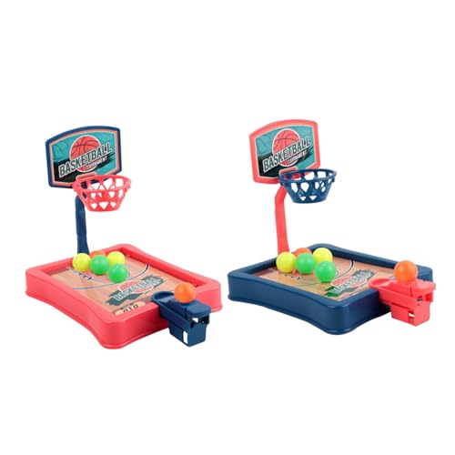 2 Sets Mini Table Basketball Game for Indoor Desktop Basketball Stands in Red and Blue Educational Plaything Enhancing Hand-Eye Coordination and Finger Strength and Portable
