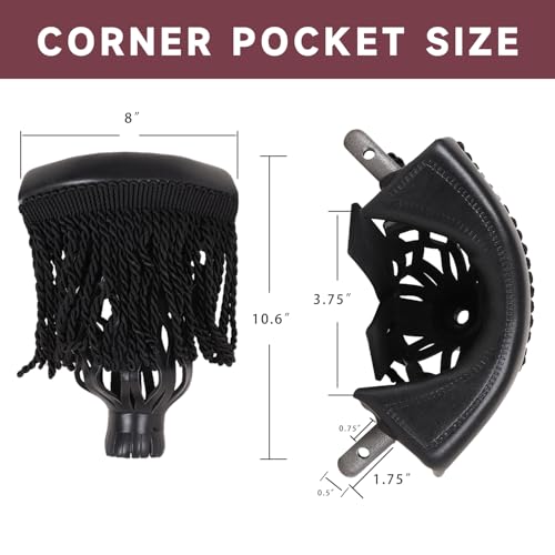 GSE Games & Sports Expert Set of 6 Heavy Duty PU Leather Billiard Pool Table Pockets, Billiard Pool Table Accessories (Several Colors & Styles Available) - color: Black - Fringe