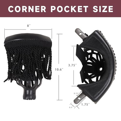 GSE Games & Sports Expert Set of 6 Heavy Duty PU Leather Billiard Pool Table Pockets, Billiard Pool Table Accessories (Several Colors & Styles Available) - color: Black - Fringe