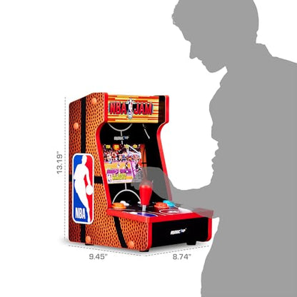 Arcade1Up NBA JAM Countercade Arcade Machine with NBA JAM TE and NBA Hang Time, 7" LCD Screen, Light-Up Marquee and Real-Feel Arcade Controls - style: NBA JAM