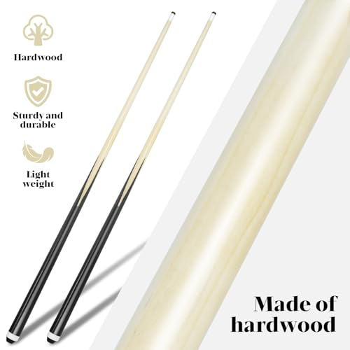 37 Inch Pool Cue 2 Pieces Stick Billairds Cue Stick with 13mm Fiber Leather tip Pool Stick Lightweight Design with Non-Slip Grip