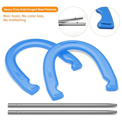 NQV Horseshoe Outside Game, Horse Shoe Game Kit, Horseshoe Set for Kids Adults. - style: outdoor horseshoe blue & green