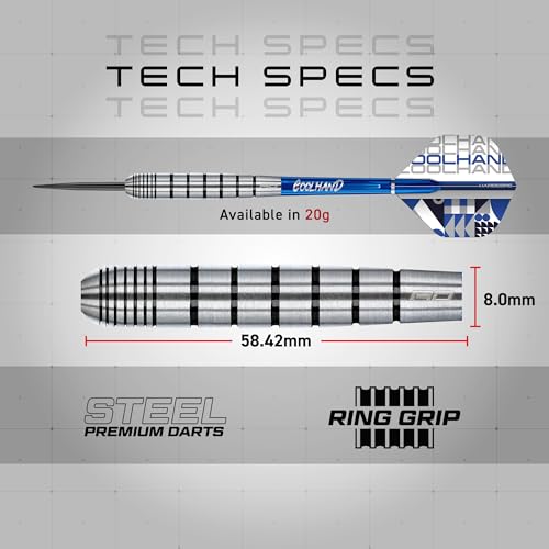 RED DRAGON Game On Professional Player Series Steel Tip Darts Set - Stainless Steel Darts with VRX Shafts & Flights - Available in Iceman, Coolhand & Snakebite Styles - style: Coolhand