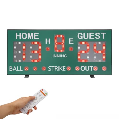 Electronic Basketball Scoreboard Portable Multisport Baseball Scoreboard with Remote & Buzzer High-Light Digital Keeper Wall-Mount for Football Table Tennis Soccer Volleyball
