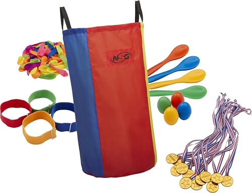 NSG 84pcs Outdoor Games Play Set - Potato Sack Race Bags for Kids Adults, Egg Spoon Relay Race, 3 Legged Race Bands for Teams, Parties, Teens, Family, Friends, Party Games, Kids, Adults, Home, School