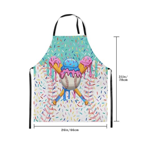 Manfei Baseball Ice Cream Kids Kitchen Apron - color: Lake Blue