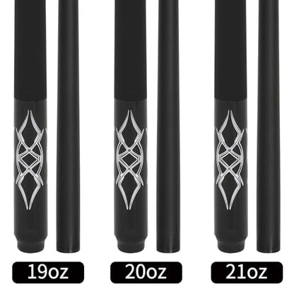 Fiberglass Pool Cue Stick 19-21 oz, 58 inch Billiard cue for Professional Adult Player - color: Black Set of 3
