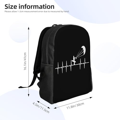 Kitesurfing Heartbeat Backpacks For Men Women Book Bag Travel Hiking Camping Work Lightweight - color: Ye17