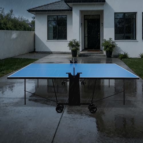 KL KLB Sports Outdoor Full Size Ping Pong Table with Waterproof Table Tennis Net Set, All Weather Aluminum Composite Panel, Tournament Quality for Outdoor & Indoor Uses