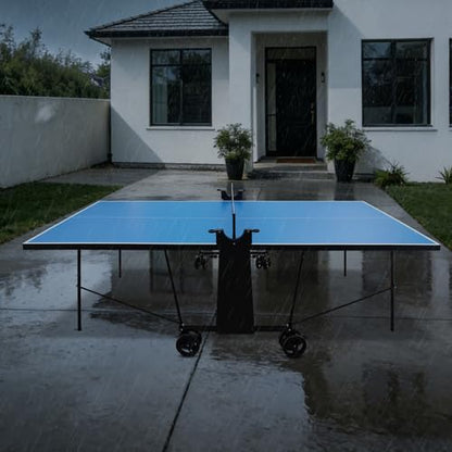 KL KLB Sports Outdoor Full Size Ping Pong Table with Waterproof Table Tennis Net Set, All Weather Aluminum Composite Panel, Tournament Quality for Outdoor & Indoor Uses