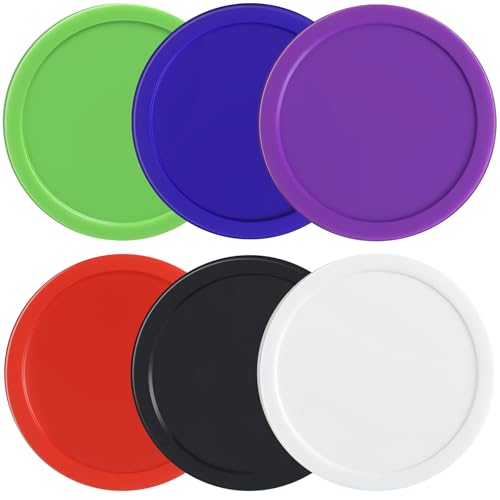 Coopay 3 1/4 Inches Air Hockey Pucks 6 Pack Full Size Heavy Replacement Pucks for Game Tables Equipment Accessories - color: Red, Green, Blue, Black, White, Purple