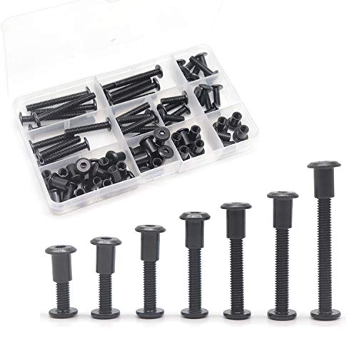 Black M6 Hex Drive Socket Cap Bolts Kit, binifiMux 35-Set Allen Head Countsunk Furniture Crib Bolts Nuts Kit, M6x15mm/ 20mm/ 25mm/ 30mm/ 35mm/ 40mm/ 50mm - size: 15mm/20mm/25mm/30mm/35mm/40mm/50mm 70pcs
