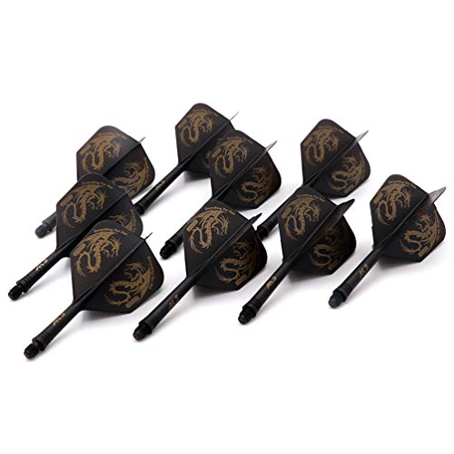 CUESOUL 3 Sets Integrated Dart Shaft and Flights,Dart Shaft Length 21mm/28mm/33mm - color: Shaft Length 21mm+28mm+33mm-Big Wing Shape-Black Dragon