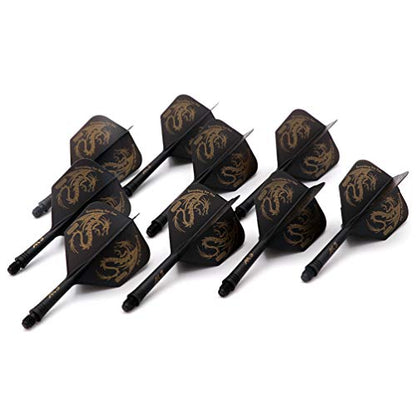 CUESOUL 3 Sets Integrated Dart Shaft and Flights,Dart Shaft Length 21mm/28mm/33mm - color: Shaft Length 21mm+28mm+33mm-Big Wing Shape-Black Dragon