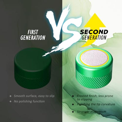 TAOM Upgrade Pool Chalk Holder Round Shaped Practical Tool Billiards Accessories Magnetic Mini Chalk Tip Case Container Round Box Billiards,Cue Tip Tool Scuffer Shaper - color: 1-Gift Set-Green with V10 Green