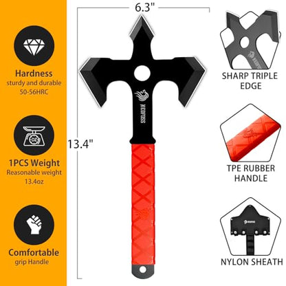 NedFoss Axe Throwing, 11.9" Full Tang Triple Edge Throwing Axe with Sheath | TPE Rubber Handle, Axe Throwing Set 3 for Backyard Recreation Axe Throwing Game, Christmas Halloween Gifts for Women Men