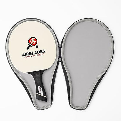 Professional Ping Pong Paddle with Hard Carry Case | Pro Table Tennis Racket | Table Tennis Paddle with Ergonomic Handle | 5 Blades of Wood with Premium Rubber and Sponge by AirBlades | Hard Carry Case - style: 3 Star Twin Pack