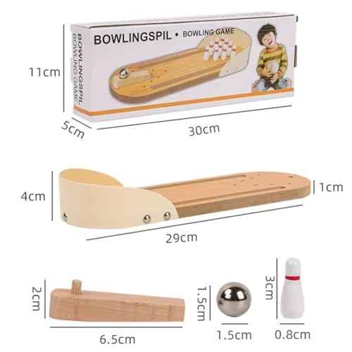 Montessori Wooden Mini Bowling Game, Concentration & Hand-Eye Coordination Toy for Toddlers 3-6 Years