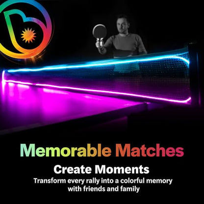 Brightz NetBrightz LED Ping Pong Net Light - Add a Whole New Spin to the Game! 12.5-Foot Light String for Ping Pong Nets - Color Changing or Solid Color Modes (Net Not Included)