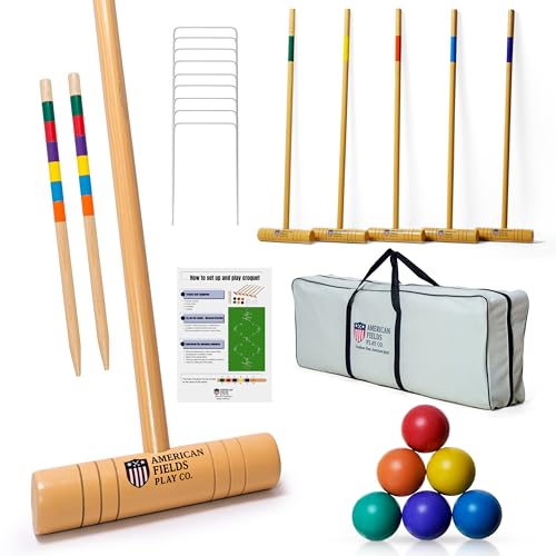 Premium Croquet Set for Adults – Deluxe Croquet Sets for Families with 35'' Wooden Mallets, Polymer Balls, Carrying Bag – Classic Outdoor Game and Lawn Play