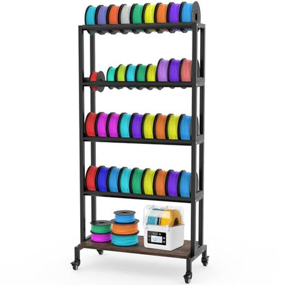 Ormeli 3D Printer Filament Storage Rack, 5-Tier 3D Printing Filament Metal Rack for Filament Spools PLA/ABS/TPU/Nylon, Large Capacity Heavy Duty Filament Spool Holder for 3D Printing Studio, Workshop