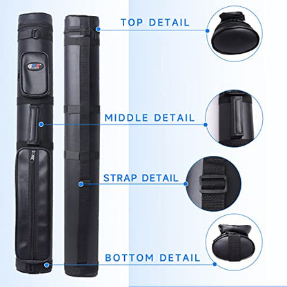 GSE Games & Sports Expert 2x2 Deluxe Hard Billiard Pool Cue Stick Carrying Case, Billiard Cue Case, Billiards Accessories (Several Colors Available) - color: Oval - Black