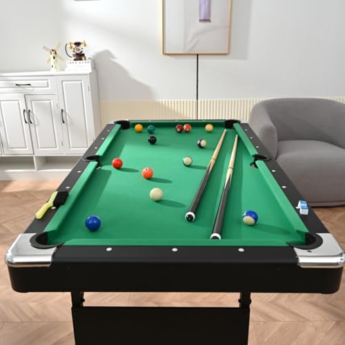 63.8" Foldable Pool Table — 5' Table Tennis-Style Playfield, Complete Accessory Set, Sturdy MDF & Steel Frame — Portable & Space-Saving for Game Rooms, Dining Areas & Family Fun