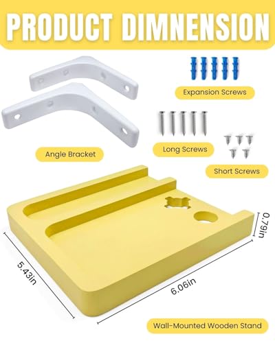 Wall-Mounted Wooden Stand Compatible with Nex Playground Console, Fixed Shelf Holder with Screws, Easy to Install Bracket for Family Gaming Setup (Lemon Yellow) - color: Lemon Yellow