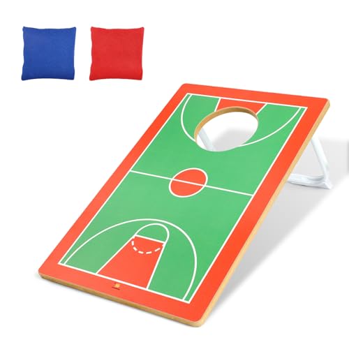Wood Cornhole Set,Toss Game for Boys, Indoor Wood Bean Bag Toss Game with 2 Bean Bags, 20x12.5 Inch Board,Outdoor Cornhole Style Carnival Game for Backyard Fun -Birthday Party Gift for Boys