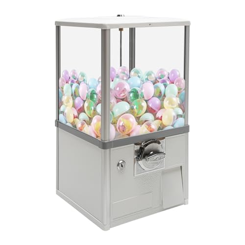 Gumball Machine for Kids, 25-Cent Vending Machines, PS Bouncy Balls Dispenser, 1.77-1.97in Huge Load Capacity Coin Operated Gumball Bank, Hold 200 Capsule Toys for Retail/Game Store (White) - color: White