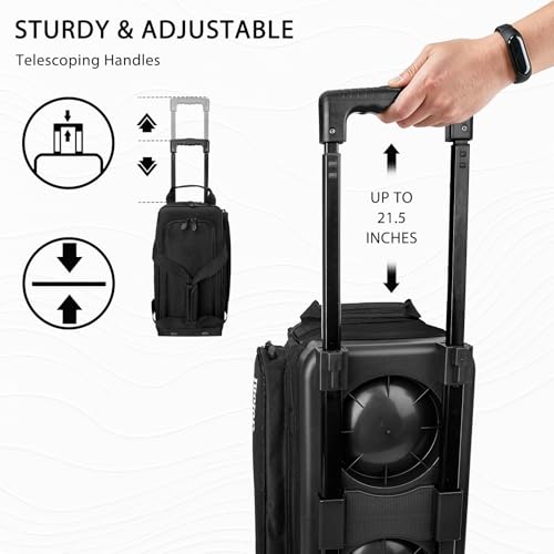 Goloni Double Roller 2 Ball Bowling Bag with Separate Shoe Compartment,2 Ball Bowling Bag with Wheels,Retractable Handle Extends to 40" - color: Black