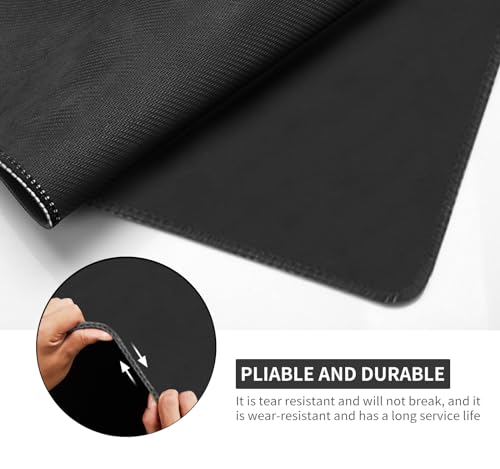 Large Tabletop Game Playmat, Water and Stain Resistant Non-Slip Desk Mat, Mahjong and Card Game MAT with Thick Stitched Edge, Cushioned Rubber Base (140 * 70cm*2mm) Black - color: Black, size: 140 x 70 x 0.2 cm