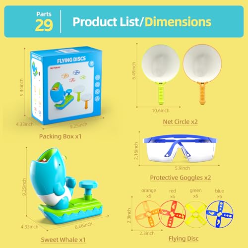 WATUDOU 24 PCS Flying Disc Launcher Outdoor Indoor Game Toys Gifts for 3 4 5 6 Year Old Kids, Outdoor Outside Game Toys for Kids Boys Ages 3-5 4-8, Ideal 3 4 5 6 Year Old Boys Birthday Gifts - style: 29 PCS