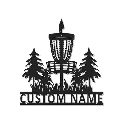 Custom Disc Golf Basket Led Light Metal Wall Art Personalized Gift for Disc Golfers Outdoor Sports Decor