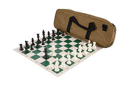 Deluxe Chess Set Combination - Triple Weighted - by US Chess Federation (Khaki) - color: Khaki