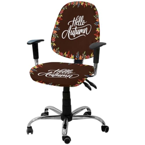 Savannan Office Chair Cover, Burnt Orange Maple Leaf Fall Thanksgiving Protective Stretch Elastic Universal Cover for Desk Task Chair,Computer Rotating Chair 1 Pcs Farmhouse Berry Dark Brown