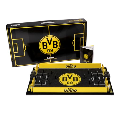 Binho Board Classic Board Game Dortmund Football Club Edition - 2-Player Fast-Paced Finger Flicker Pinball Family Board Game - Portable Tabletop Sports Game Set for Any Occasion