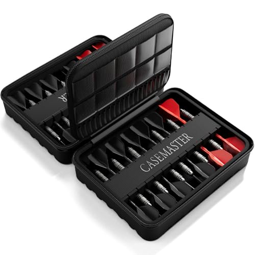 Casemaster Maxx 8 Dart Case, Holds 24 Steel Tip or Soft Tip Darts Fully Assembled, Hard Shell EVA Darts Case, 20 Accessory Pockets, Black - color: Black, size: 8 Dart