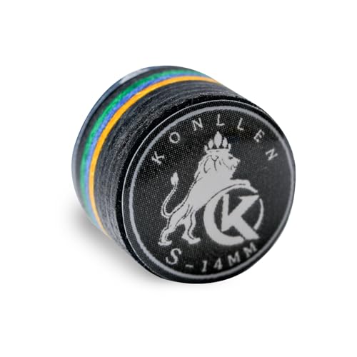 KONLLEN Pool Cue Tips 9 Layers Rainbow Billiards Tip (Hardness SX/SS/S/M/MH/H) (Size 11mm/14mm) Pool Cue Tip with Transparent Gasket Billiards Cue Accessories - color: S-Black 1pcs, size: 14mm