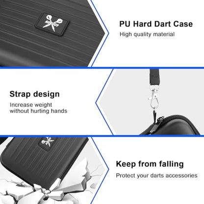 Dart Case for Steel & Soft Tip Darts, Dart Carrying Case Holds 12 Darts and Extra Accessories Flights Shafts Tips